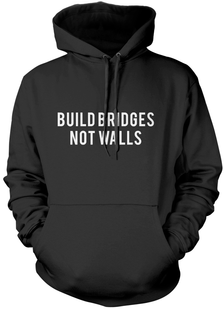 Slogan American Peace Mens Unisex T-Shirt Build Bridges Not Walls 