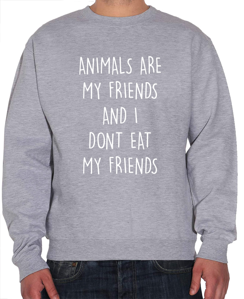 Animals Are My Friends & I Don't Eat My Friends - veganes vegees Sweatshirt - Bild 4 von 4
