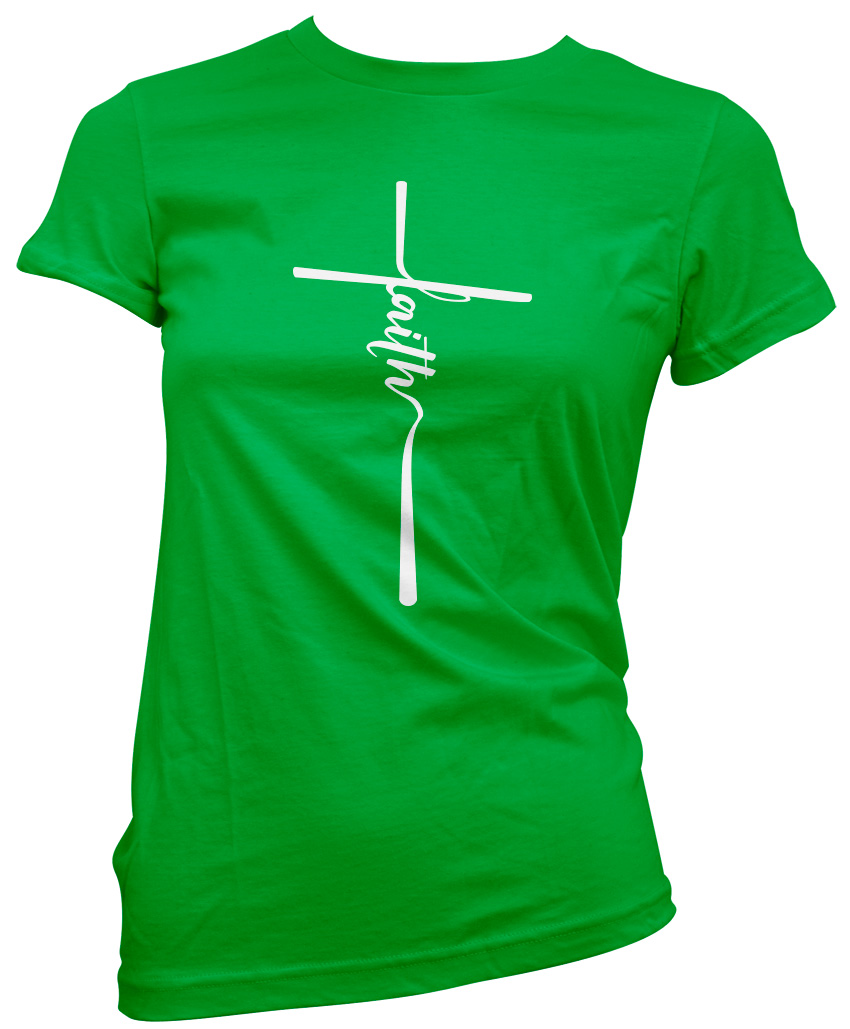 Faith Damen T-Shirt Christliches Kreuz Jesus Gott Kirche Sonntagsgottesdienst Bibel - Bild 8 von 8