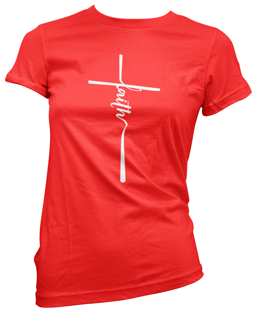 Faith Damen T-Shirt Christliches Kreuz Jesus Gott Kirche Sonntagsgottesdienst Bibel - Bild 7 von 8